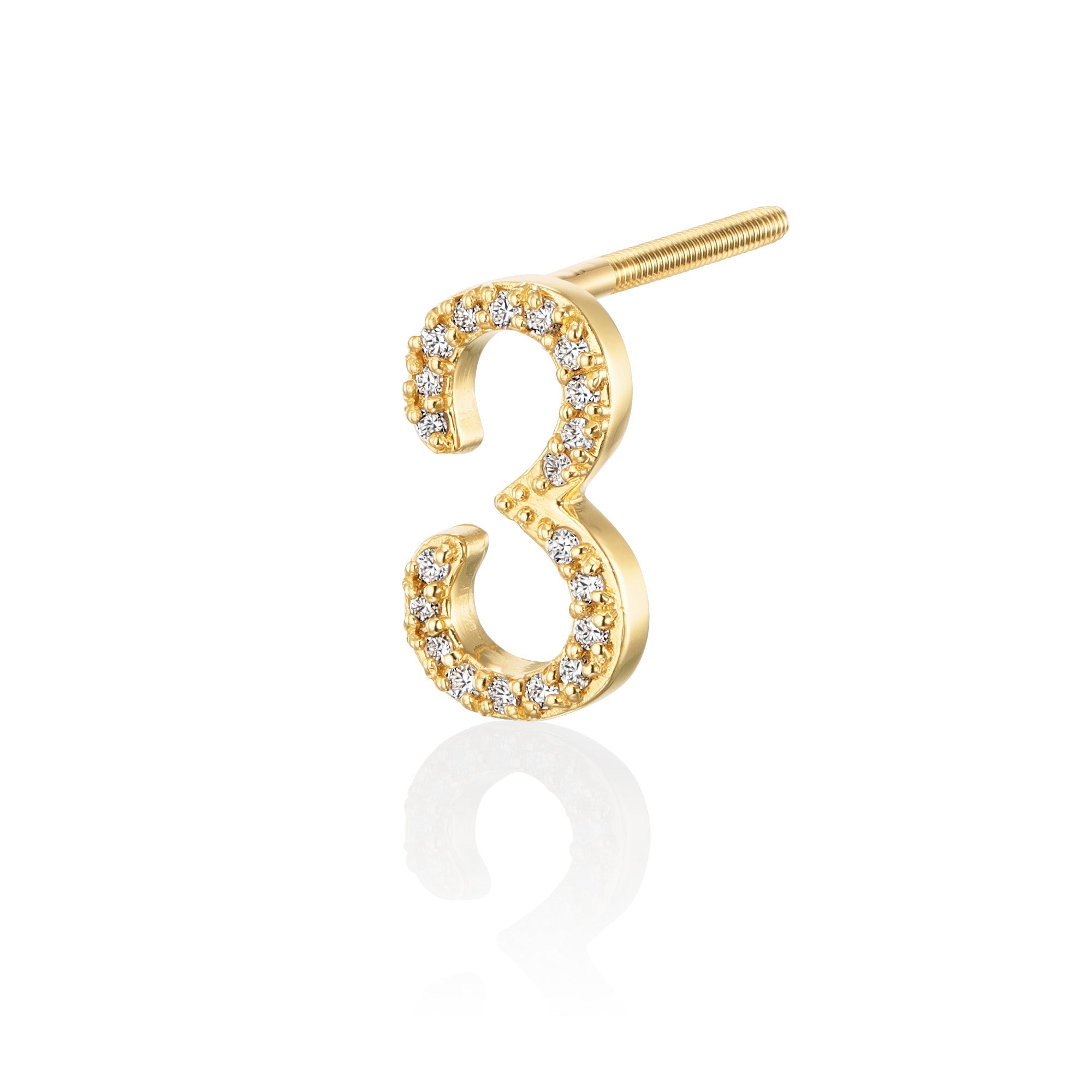 ナンバーピアス Number Earring-3-three