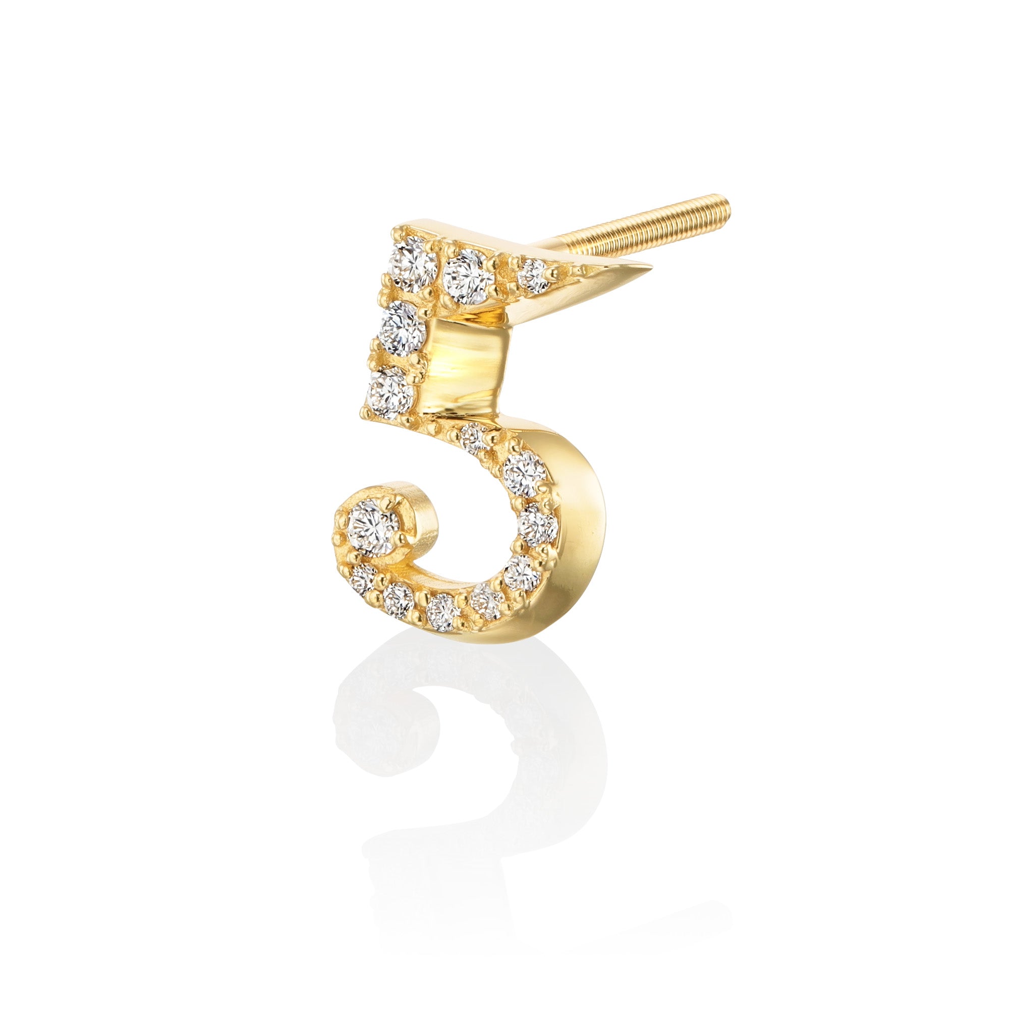 ナンバーピアス Number Earring-5-five