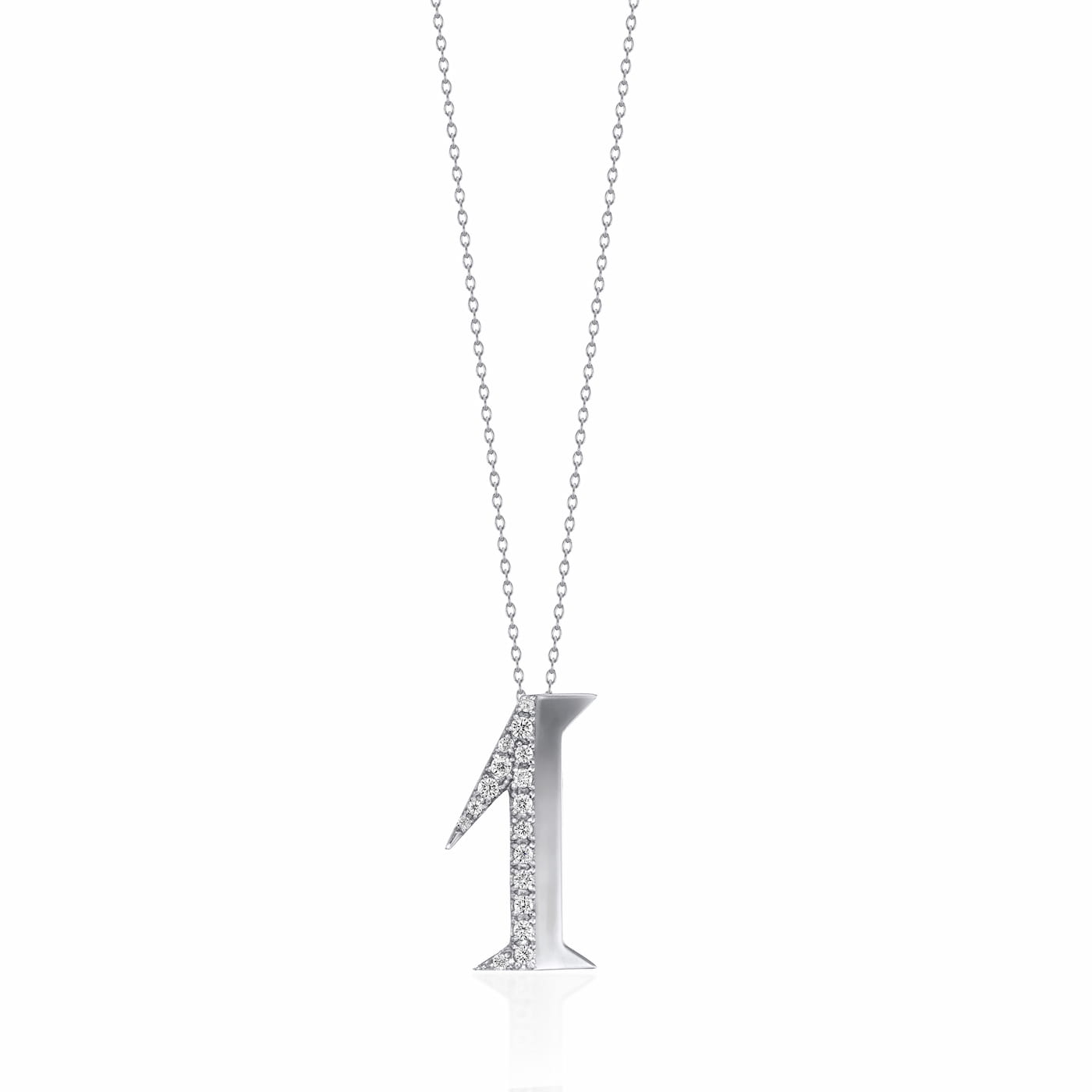 ラボグロウンダイヤモンド専門店『september5』のナンバーネックレス（数字ネックレス）数字１の形のプラチナネックレス