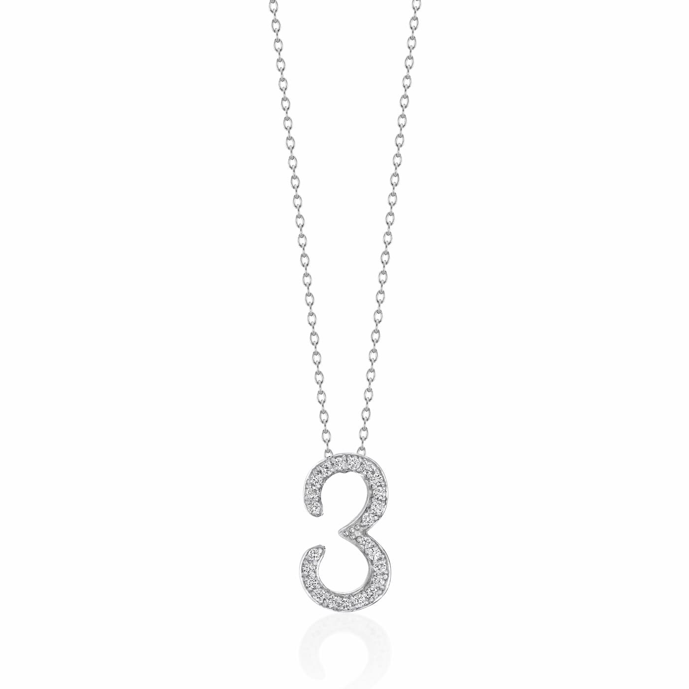 ラボグロウンダイヤモンド専門店『september5』のナンバーネックレス（数字ネックレス）数字３の形のプラチナネックレス