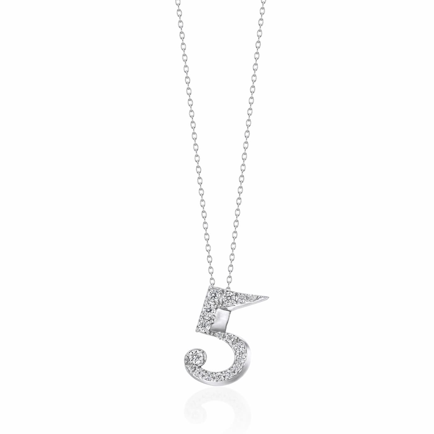 ラボグロウンダイヤモンド専門店『september5』のナンバーネックレス（数字ネックレス）数字５の形のプラチナネックレス