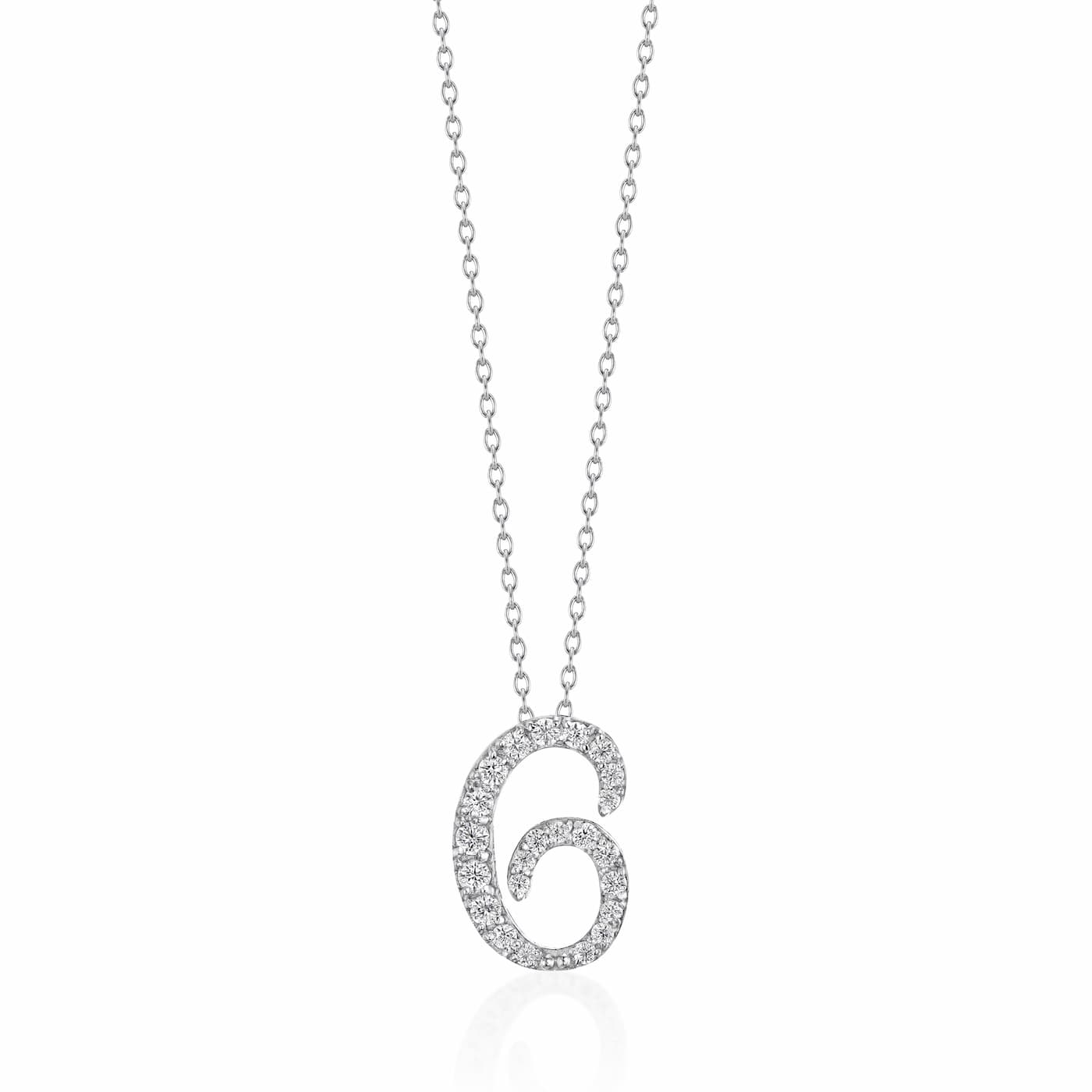 ラボグロウンダイヤモンド専門店『september5』のナンバーネックレス（数字ネックレス）数字６の形のプラチナネックレス