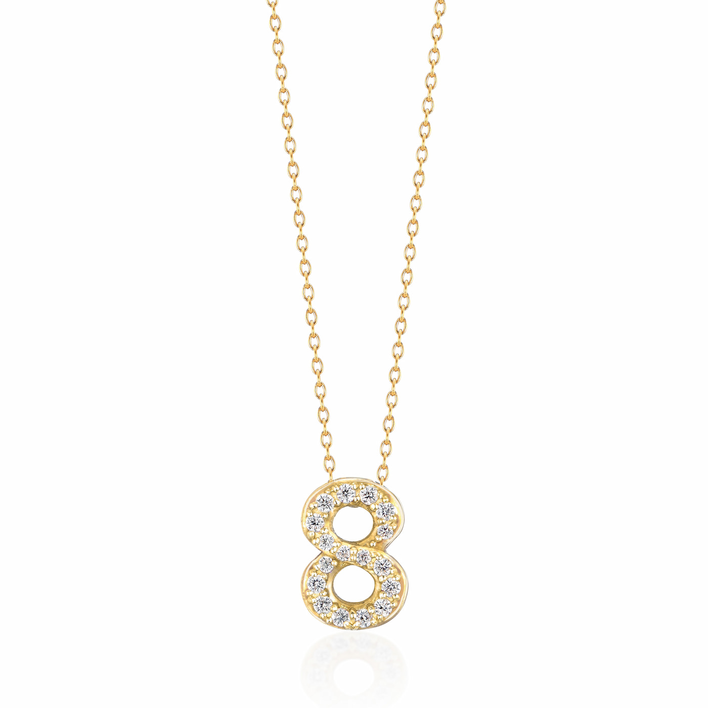 ラボグロウンダイヤモンド専門店『september5』のナンバーネックレス（数字ネックレス）数字８の形のイエローゴールドネックレス